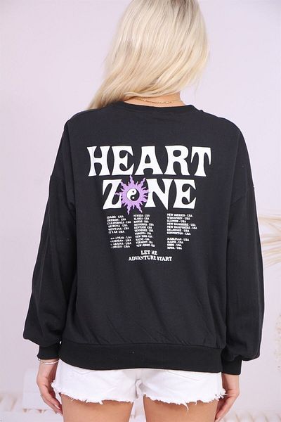 Aslında Look Sweat scris Heart Zone