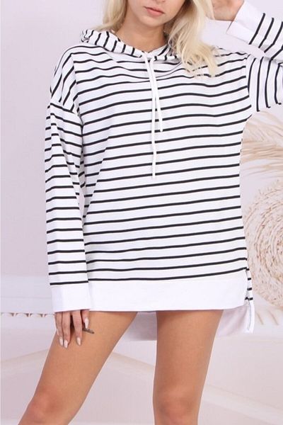 Aslında Look Sweat oversize cu glugă în dungi