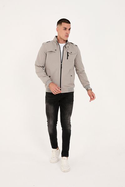 LEBS Men's Stand Collar Zippered Summer Coat