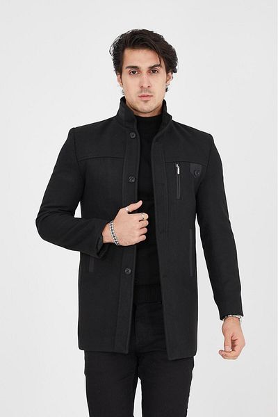 LEBS Ezel Stand Collar Men's Cashmere Coat