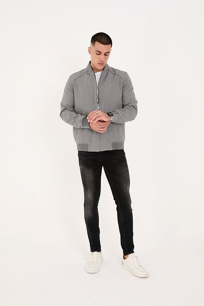 LEBS Men's Summer Coat with Zippered Bottom and Ribbed Bottom