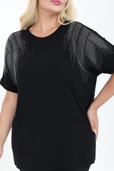 şuranur Bluză cu mâneci liliac cu pietre pe umeri 1. Calitate Stone Bamboo M-6xl