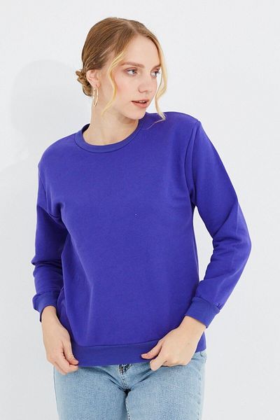 Aslında Look Pulover simplu cu gâtul rotund