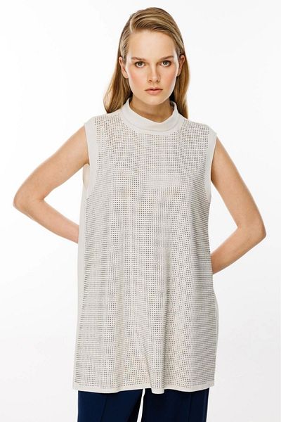 Ghisa Scuba Fabric - Stone Detailed Sleeveless Underwear, GSBASIC1858