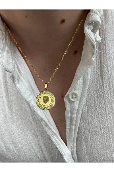 Arvens Gold Mustafa Kemal Atatürk Erkek Paslanmaz Çelik Kadın Kolye Unısex Kararmaz Renk Atmaz