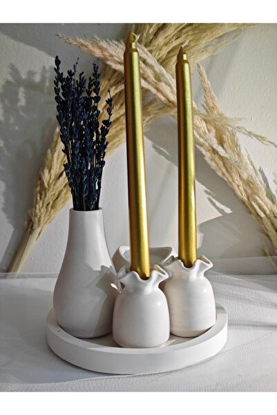 ACRX Dekoratif Kokulu Mum Vazo Ve Şamdan Seti