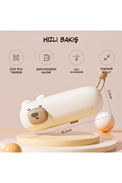 Generic USB Şarjlı Poşet Mühürleyici | Taşınabilir Atıştırmalık Poşet Kapatıcı |  Manyetik Ev Kullanımı İçin