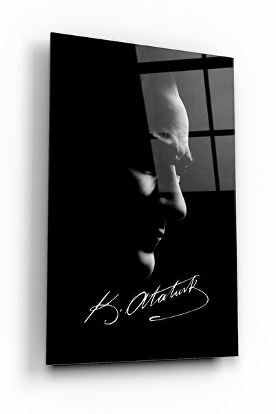 ACRES Atatürk Silüeti Ve İmzası Cam Tablo