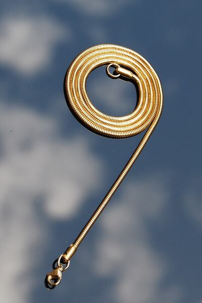 Rua Jewelry قلادة ثعبان دائرية إيطالية من الفولاذ مقاس 3 ملم لون ذهبي |   لا ...