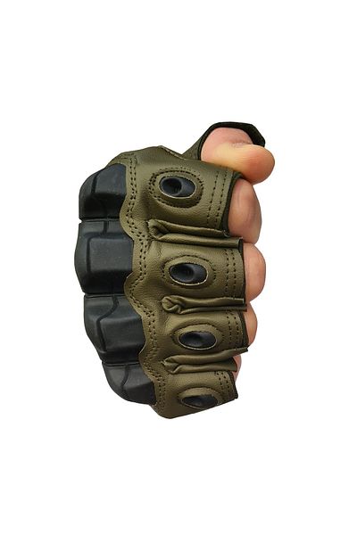 Globalport Retail Military tactical fingerless gloves, Olive, Vinyl, rubber protection, size XL