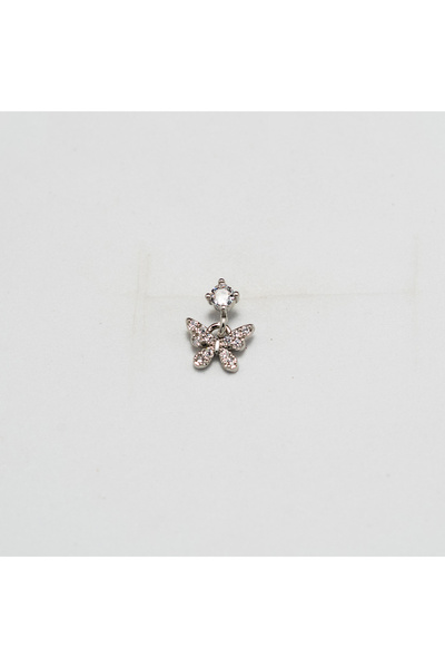 Piercing by Sever Steel Piercing with Butterfly Dangle… Silver/Silver Color and Clear Stone (Tragus Helix Conch Flat)