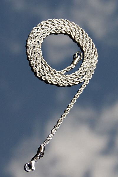 Bymiel Auger Rope Model Chain Stainless Steel Necklace Silver Color - 4mm 2 Years Warranty