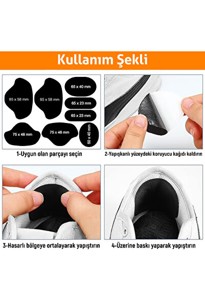 FIXALL ADHESIVE PRODUCTS Spor Ayakkabı Yapışkanlı KEÇE Tamir Yaması Topuk Desteği.16 Adet Set. SİYAH
