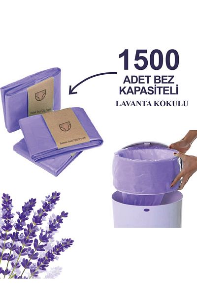 Korbell 16L Compatible Dirty Diaper Garbage Bag |   3 Pack |   1500 Pieces Cloth Capacity Lavender Scented
