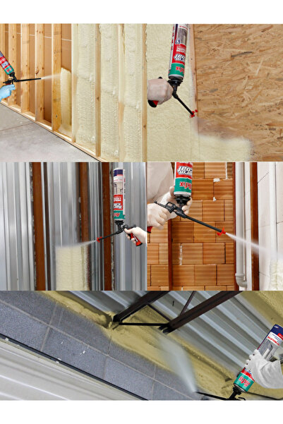 Akfix Thermcoat Poliüretan Termal Isı Ve Ses Yalıtım Sprey Köpük 4 Ad. Tabanca Ve Temizleyici Hediye