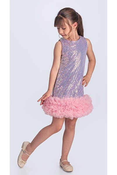 Mnk Baby&Kids Βραδινό φόρεμα για παιδιά Pul Payet İfestos Crowned Tutu Special Day M00743 LILA