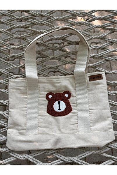 Goshıkı حقيبة يومية من قماش غوشيكي تيدي بير منقوشة مقاس 26 × 36