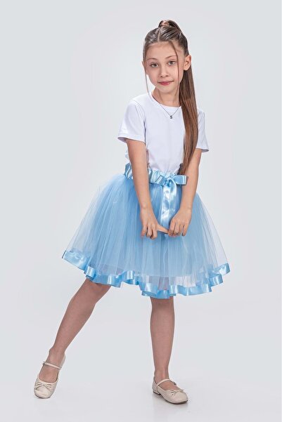 Mnk Baby&Kids Синя атласна стрічка Тюфалькова спідниця для дівчинки M00728