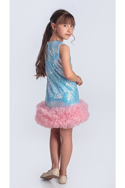 Mnk Baby&Kids Βραδινό φόρεμα για παιδιά Pul Payet İfestos Crowned Tutu Special Day M00743 ΜΠΛΕ