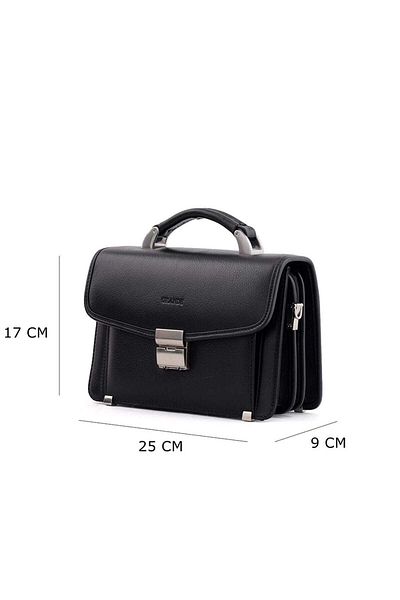 Grande Black Men's Handbag Grande4821Khaki Leatherblack