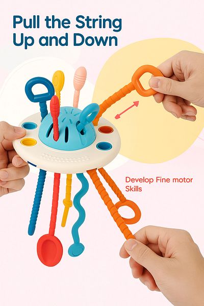 F.A.M.S Sensory Pull String Toy – With Colorful Strings, Baby Motor Skill Development