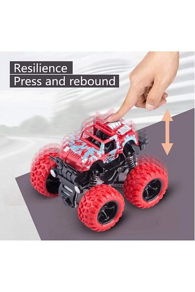 F.A.M.S Monster Truck Toys For Kids, Friction Powered Push And Go, Set Of 4 (4 COLORS)
