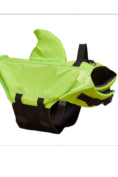 HOOFSANDPAWSVET Lion Shark or Butterfly Dog Swimming Jacket, Life Jacket with Green Sunglasses Gift