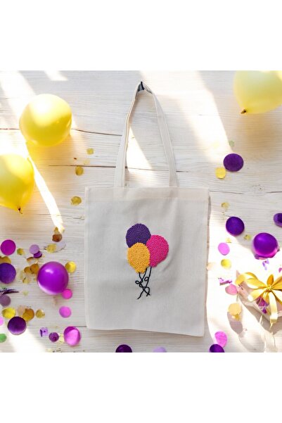 GIHANDMADE Handmade Purple Yellow Pink Patterned Shoulder Bag with Colorful B...