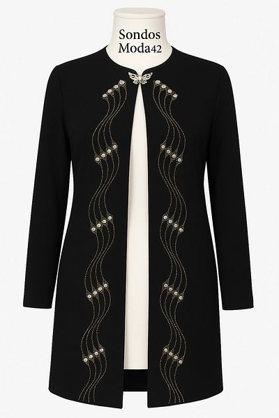 HESNA Quality Double Suit with Stone Embroidery on the Front and Sleeves