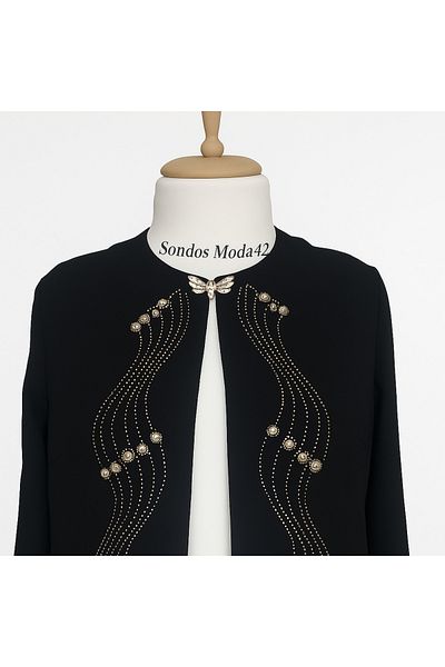 HESNA Quality Double Suit with Stone Embroidery on the Front and Sleeves