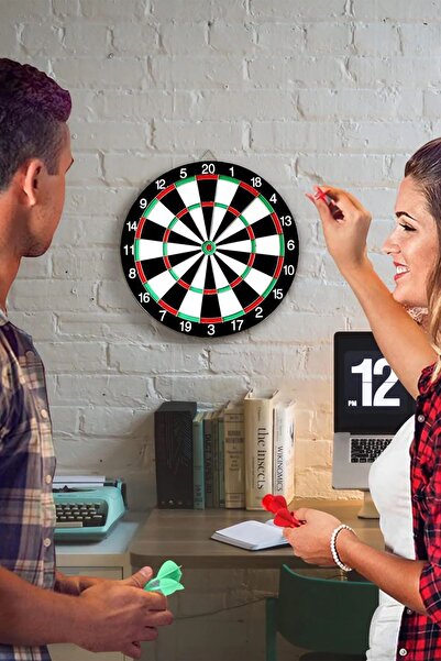 Soft Kare Büyük Boy Dart Seti 17'' Dart Hedef Tatası 6 Oklu Çift Taraflı