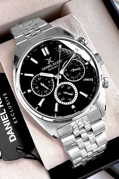 Daniel Klein Men's Silver Color Gift Wrist Watch and Bracelet Set - Dke2109C3
