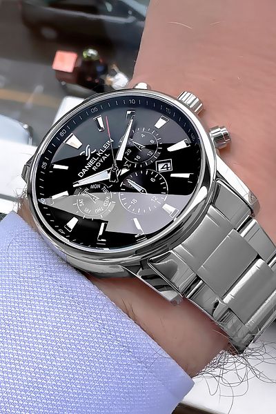 Daniel Klein Men's Premium Silver Color Waterproof Wrist Watch - Gift Bracelet with Steel Band Dkh4532C1