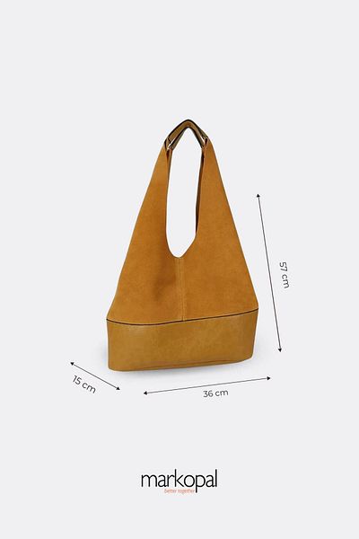 MORCA Genuine Suede Casual Shoulder Bag Saffron Izg1925-1Safran