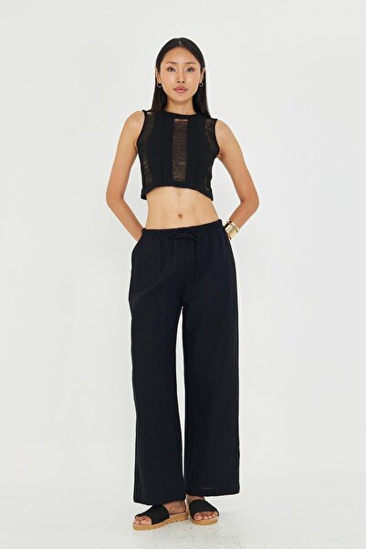 TIFFANY&TOMATO Bol Paça Keten Görünümlü Pantolon