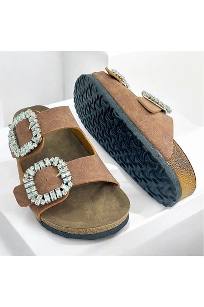 PLN SHOES Unisex Ορθοπεδική Σόλα Ανατομικές Παντόφλες Καθημερινές Άνετες Παντόφλες με Διπλή Πόρπη