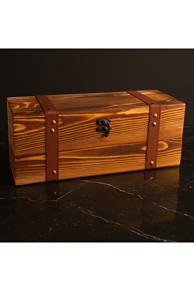 PERLOTUS Ahşap Retro Derili Sandık Şarap Zeytinyağı Kutusu Hediyelik Erkek Ar...