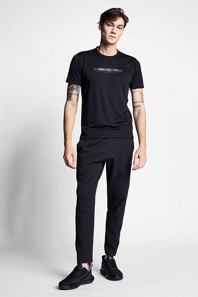 Lescon Tricou negru pentru bărbați cu mânecă scurtă 22B-1103