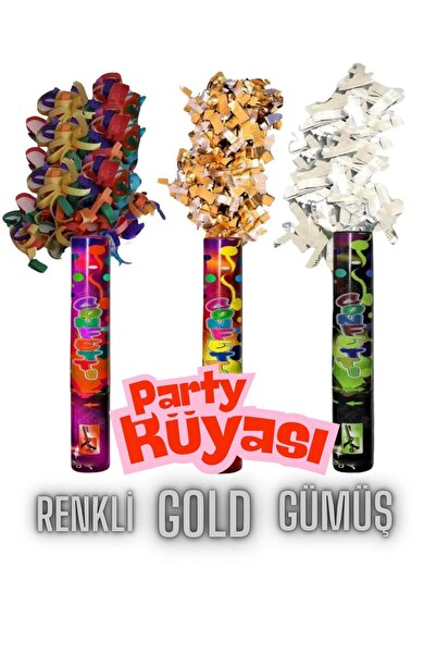partyrüyası 3 Lü Konfeti,Renkli-Gold-Gümüş Kına, Parti, Düğün, Nikah, Nişan, ...