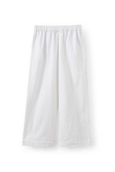 rois Girl's Wide Cut Muslin White Pants