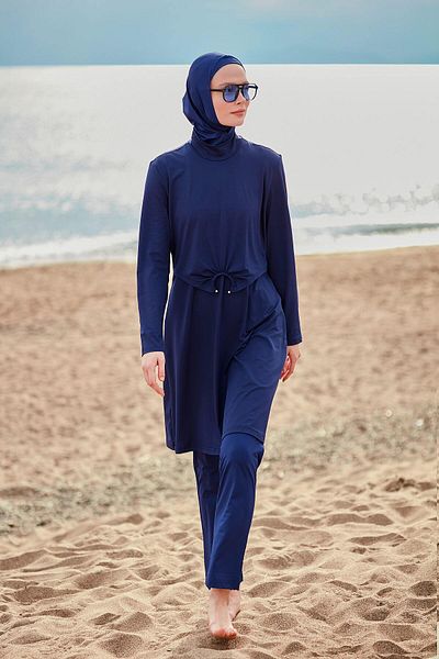 Marina Lycra Navy Blue Full Covered Hijab Swimsuit M2462