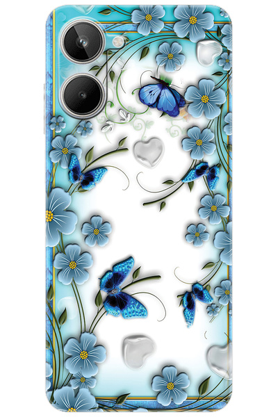 realme 10 4G (RMX3630) Uyumlu Kılıf Desen Baskılı Silikon Çiçek ve Kelebekler...