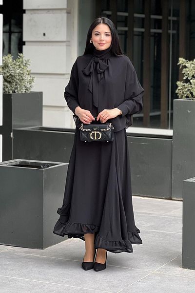 Ghisa Chiffon Suit with Ruffled Skirt and Underwear