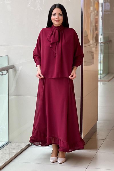Ghisa Chiffon Suit with Ruffled Skirt and Underwear