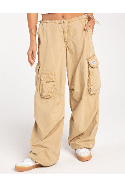 september island Mustard Color Multi-Pocket Parachute Balloon Baggy Tech Trousers