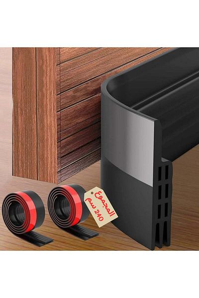 F.A.M.S Door Draft Stopper, Black, 120 Cm, Under Door Seal, For Exterior & Interior Doors, Set Of 2