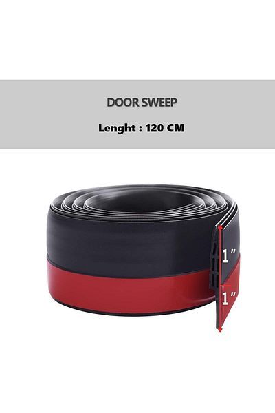 F.A.M.S Door Draft Stopper, Black, Under Door Seal, Door Sweep For Exterior & Interior Doors, 1 Pc