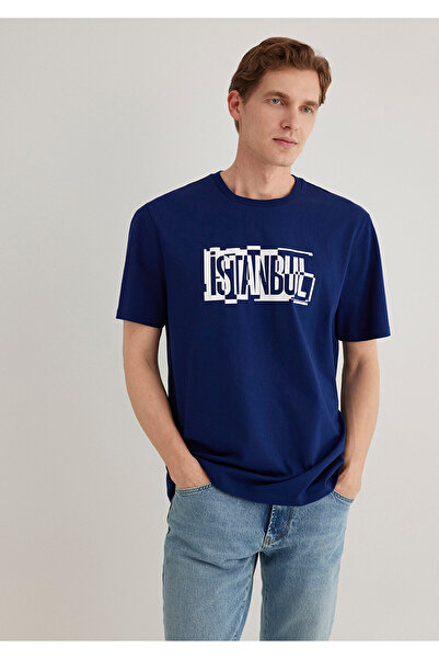 Mavi Κωνσταντινούπολη εμπριμέ μπλουζάκι μπλε ναυτικό κανονική εφαρμογή / Regu...