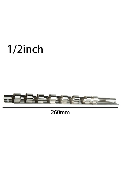 Choice 1-2 Socket Rack Holder 1/4 3/8 1/2inch With 8 Clips On Rail Tool Organ...