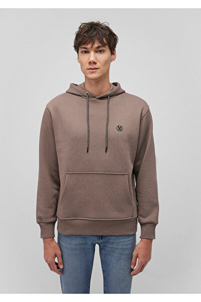 Mavi Logo Nakışlı Kapüşonlu Kahverengi Sweatshirt 065809-87875